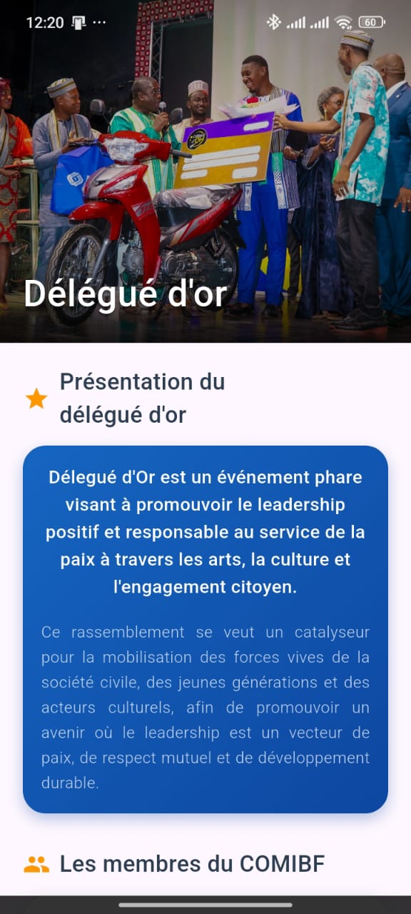 Interface Délégué d'Or