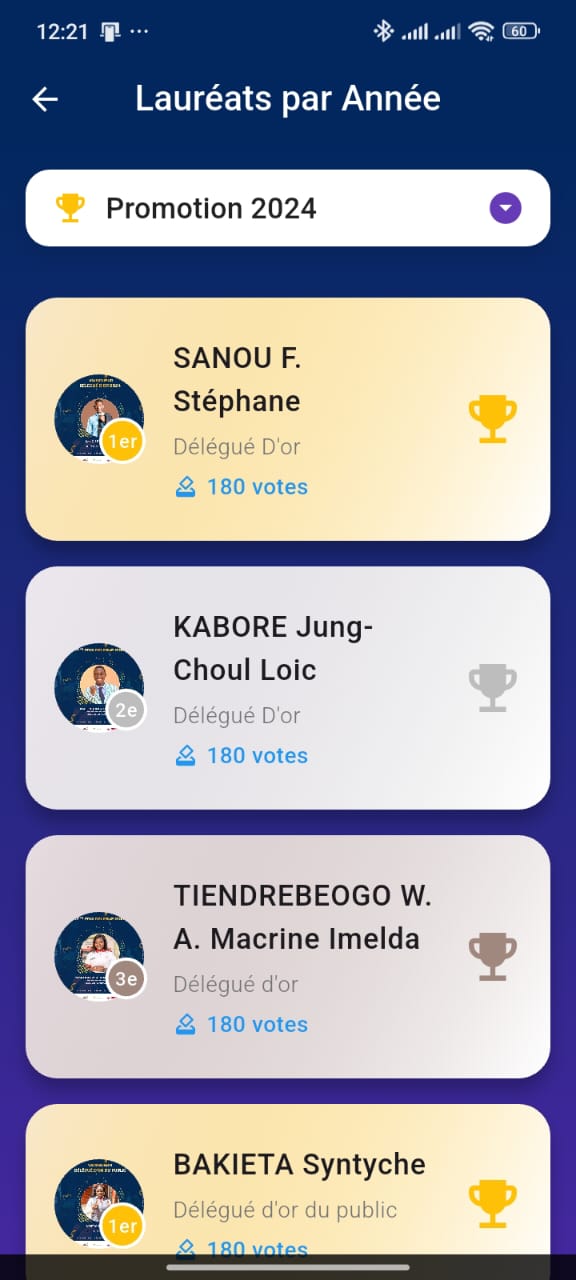 Interface Délégué d'Or