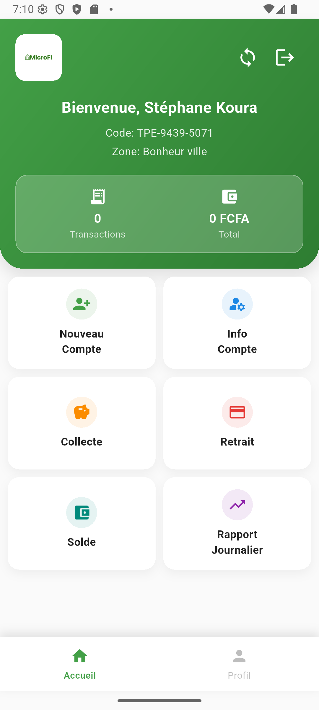 Interface Gestion Microfi