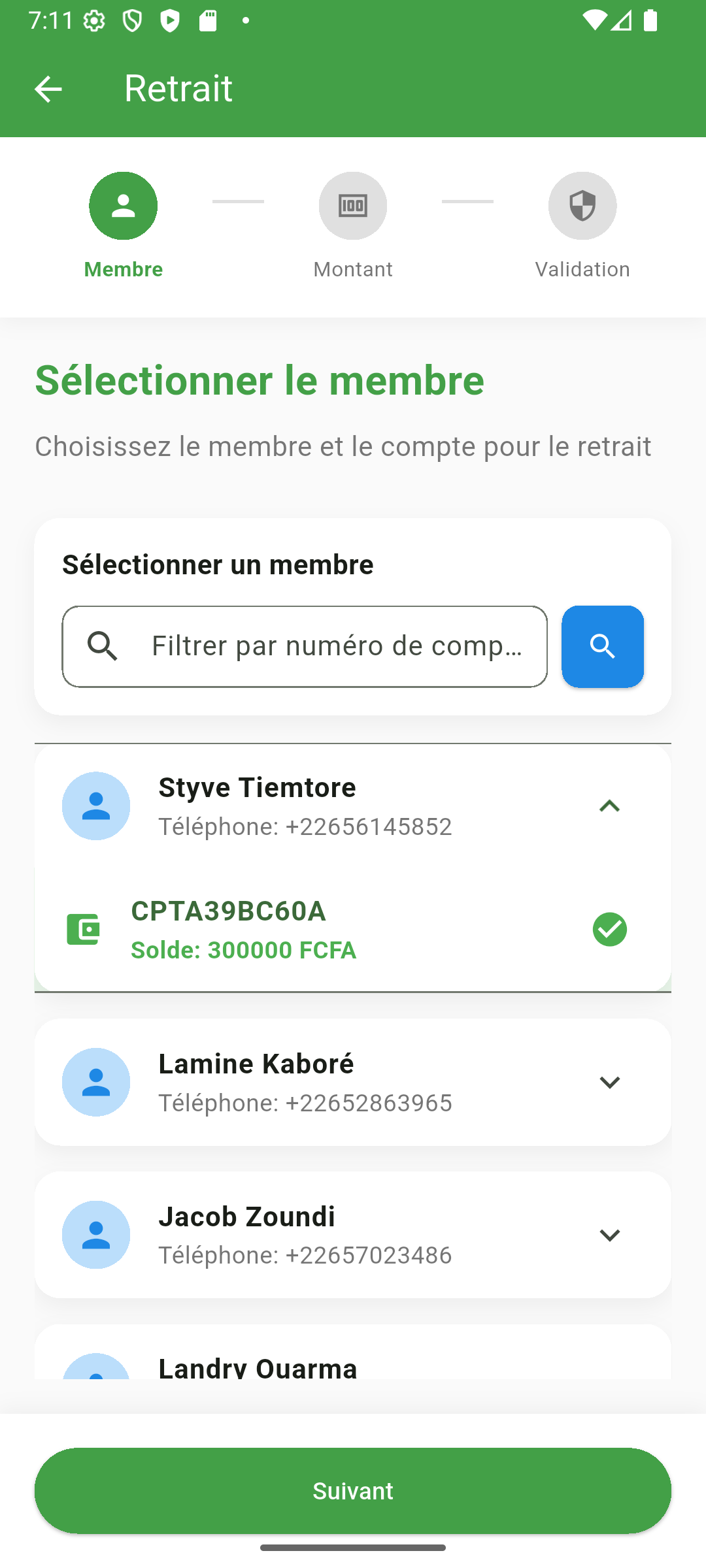 Interface Gestion Microfi