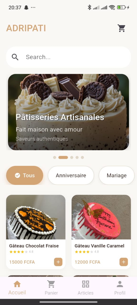 Interface Gestion Pâtisserie