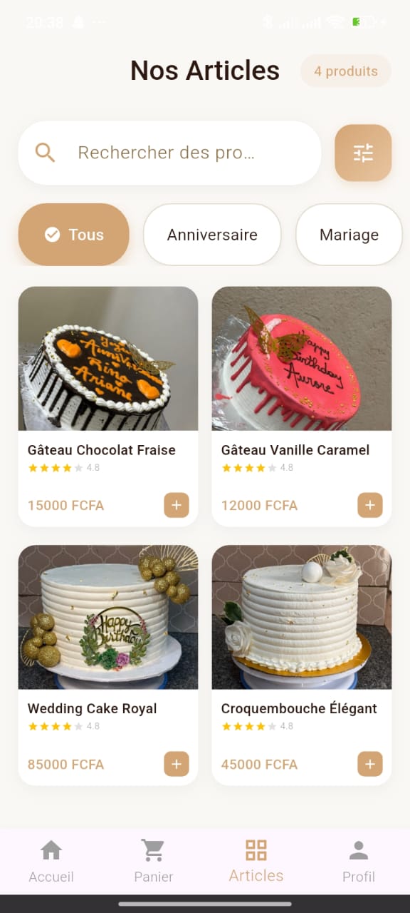 Interface Gestion Pâtisserie