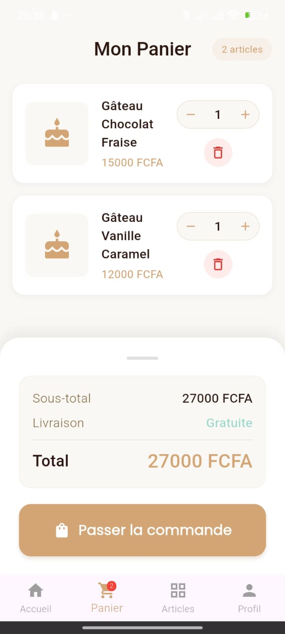 Interface Gestion Pâtisserie