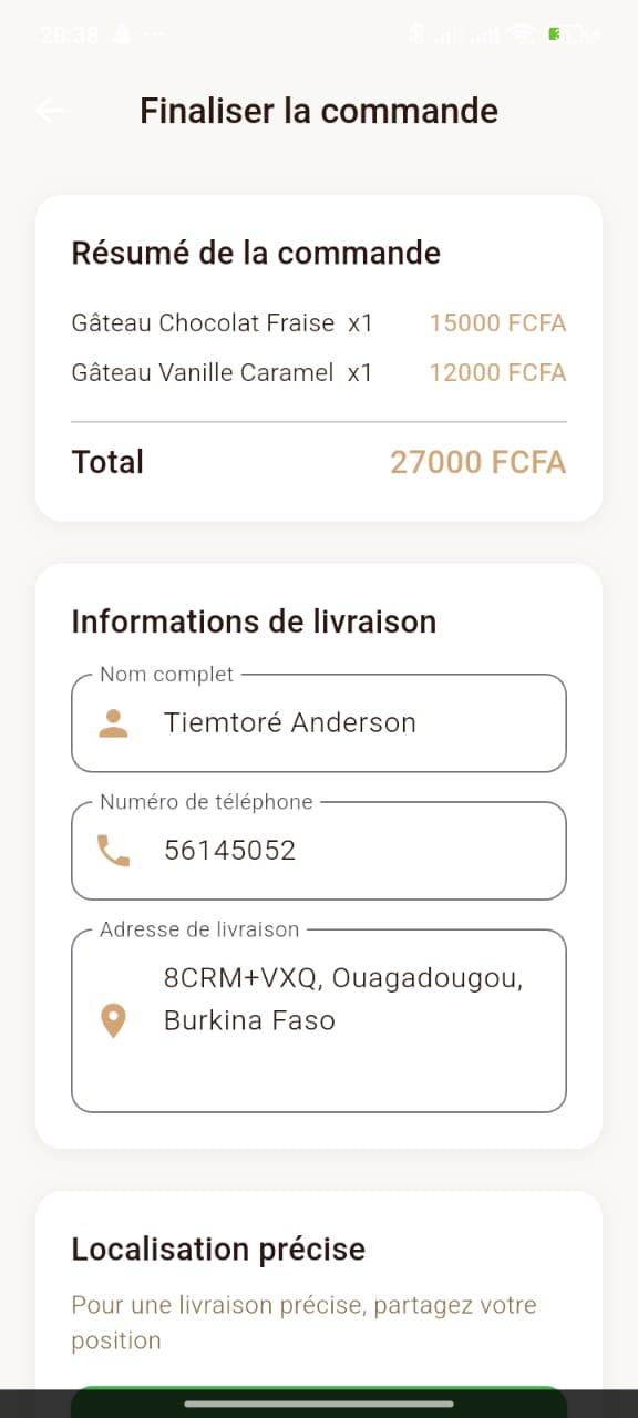 Interface Gestion Pâtisserie