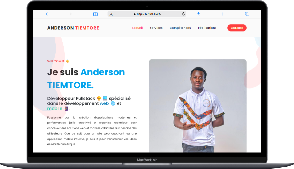 Page d'accueil du portfolio